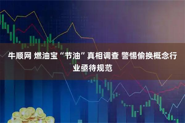 牛顺网 燃油宝“节油”真相调查 警惕偷换概念行业亟待规范
